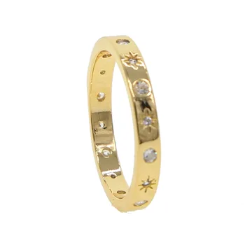 Aukso spalvos juosta žiedas moterims starburst cz dizainas paprastas, klasikinis mados juvelyrika