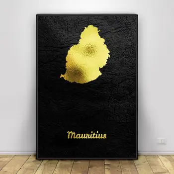 Aukso Žemėlapis Mauricijus Drobės Tapybos Sienos Menas Nuotraukas spausdina namų dekoro Sienos Plakatas Apdaila Už Kambarį
