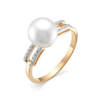 Aukso žiedas 585 su akmenimis: Perlai, fianit, moteriški žiedai, bižuterijos, moterų.
