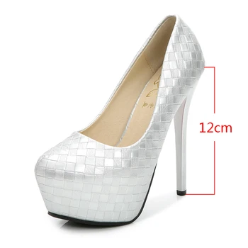 Aukšto kulno batai seksualus stiletto moterų batai neperšlampami platforma seklių burną nauji aukštos heels14cm&12cmnightclub batai šalies moterų