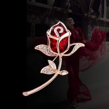 Aukštos Kokybės 2016 Mados Dizaino Rožių Gėlių kalnų krištolas Sagė Pin Sagės, Sagės Moterų Broach Priedą Nemokamas Pristatymas
