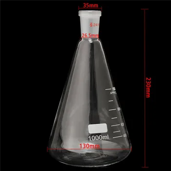 Aukštos kokybės 24/40 1000ml/1L Stiklo Erlenmejerio Kolba, Kūgio formos Butelis Laboratoriją Chemijos stikliniai Indai, Reikmenys