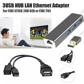Aukštos Kokybės 3USB HUB LAN Ethernet Adapteris, OTG USB Kabelis GAISRO STICK 2ND GEN ar GAISRO TV3 Sustabdyti Buferinė