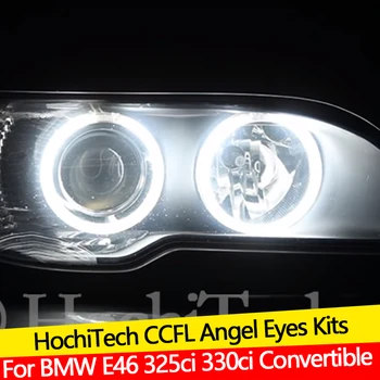 Aukštos Kokybės CCFL Angel Eyes Komplektas Šiltai Balta Halo Žiedas, Skirtas BMW E46 325ci 330ci Kabrioletas IGS xenon žibintų Demonas Akis