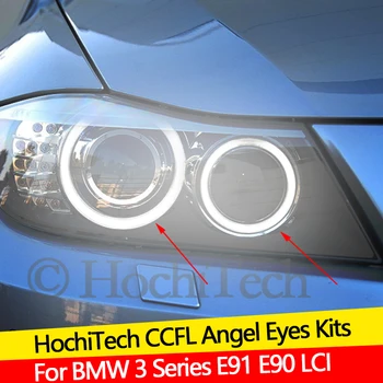 Aukštos Kokybės CCFL Angel Eyes Komplektas Šiltai Balta Halo Žiedas, Skirtas BMW 3 Serija E90 E91 IGS 2009-2012 Ksenoniniai žibintai Demonas Akis