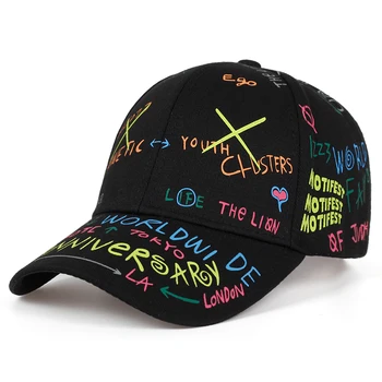 Aukštos kokybės mados Grafiti spausdinimo beisbolo kepuraitę Pavasario vasaros lauko laisvalaikio skrybėlę Reguliuojamas hip-hop street skrybėlės, kepurės Unisex