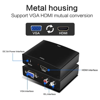 Aukštos Kokybės Mini VGA į HDMI Adapteris VGA2HDMI Skaitmeninis Analoginis Konverteris HD 1080p PC Laptop Tablet Displayer VGA HDMI Adapteris