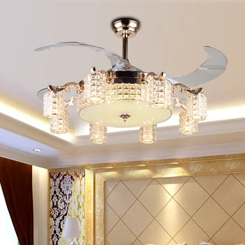 Aukštos Kokybės prabangus LED Kristalų ventiliatorius apšvietimas kambarį šiuolaikinės ventiliatorius su nuotolinio valdymo Lubų Ventiliatoriai 110V, 220V, Lubų Ventiliatoriai