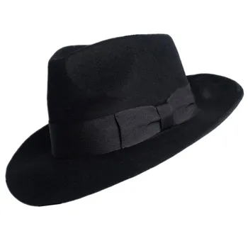 Aukštos kokybės vilnos skrybėlę vilnos 1: 1 Michael Jackson koncertą šokių skrybėlės klasikinės juodos plačią skrybėlę su džiazo kraštų riteris kepurės Su peruku