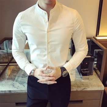Aukštos kokybės vyriški juodos spalvos laisvalaikio marškinėliai ilgomis rankovėmis slim fit vyrų 2020 m. pavasarį vientisos spalvos marškinėliai