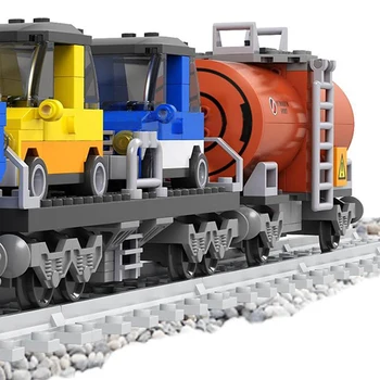 Ausini 25808 573pcs Traukinio Kūrėjas Klasikinio Krovininiai Traukiniai 3D Blue Lokomotyvų Blokai Geležinkelio Žaislai Suderinama Su Žaislais