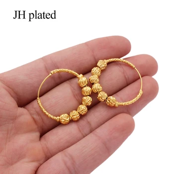 Auskarai Prabanga 24K aukso žiedai pircing auskarai papuošalai ausies žiedai moterims turas hoopas auskarai afrikos nuotakos šalis earings