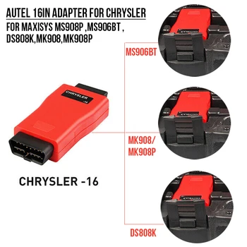 Autel 16Pin Adapteris Chrysler 16 Pin Diagnostikos Įrankis Maxisys pro MS908p ,MS906BT ,DS808K,MK908 Jungtis MK908P
