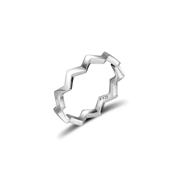Autentiškas 925 Sterlingas Sidabro Žiedas Nesenstantis Zigzago Žiedas Tinka Moterims, Papuošalai Vestuves Dovana