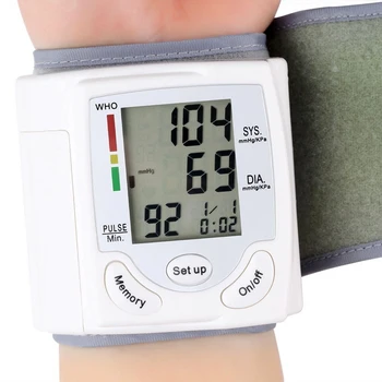Automatinis kraujospūdžio matuoklis Riešo Sphygmomanometer LCD Skaitmeninis Ekranas Medicinos Namų ūkio vartojimui Matavimo Impulsų dažnis