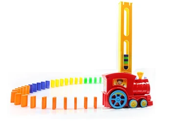 Automatinis, Kuriuo Domino Traukinio Įdėti Domino Žaislai su Šviesos, Garso Švietimo Statybos Blokus 