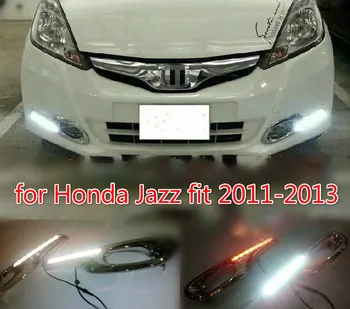 Automobilio LED Dieniniai Žibintai Honda Jazz tilptų 2011 m. 2012 m. 2013 m DRL Priešrūkinis žibintas vairavimo žibintai su Geltona posūkio signalo žibintai