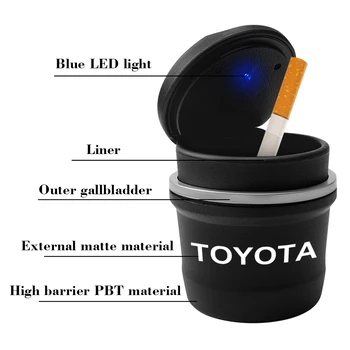 Automobilio Peleninę LED Šviesos, Aukštos Temperatūros Office Cigarečių Dūmų Turėtojas Toyota Camry Corolla Rav4 FJ Kruizinių Žemės Yaris 