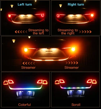 Automobilio Posūkio Signalo Srauto led kamieno Juostelės šviesos bagazines dangtis bagažo Dinaminis Streamer 12V Automobilio Žibintas Galinis Plūduriuojantis RGB led juostos