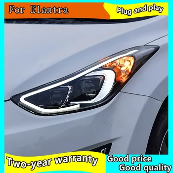 Automobilio Stilius Už 2012-2016 Hyundai Elantra Žibintai MD LED Žibintai DRL Q5 Xenon Bi Objektyvas Didelis artimąsias automobilių Stovėjimo aikštelė Rūko Žibintas