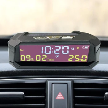Automobilių Auto Skaitmeninis Laikrodis-Automobilių Temperatūros Ekranas Atrodo Saulės LCD PSSS su Data, Lauko Dalių Asmeninių Automobilių Reikmenys