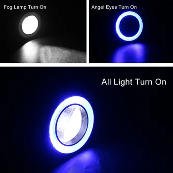 Automobilių COB LED Važiavimo Žibintai 2vnt/komplektas Angel Eyes Priešrūkinis Žibintas DRL Dienos Žibintus (2.5