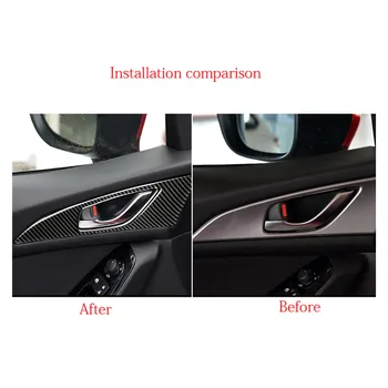 Automobilių durų purtyti handshandle aplinkosaugos ¾enklelis, Skirta Mazda3 Axela-2018 m. modifikuotas anglies pluošto durys, interjero lipdukas automobilio lipdukas stilius