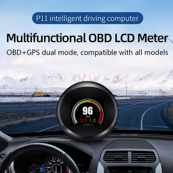Automobilių HUD Head-Up Display OBD2+GPS Dual Sistema Protingas Gabaritas HD Stebėti Vairavimo Modifikuotų Spidometras Skaitmeninis LED Skaitiklis, Signalizacija