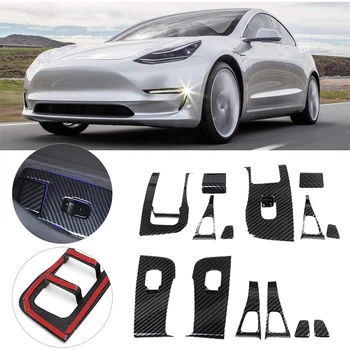 Automobilių Langų Keltuvai Jungiklio Mygtukai Dekoratyvinis Rėmelis Padengti Apdaila Lipdukas Lango Jungiklis Padengti Tesla Model 3 2018-2020