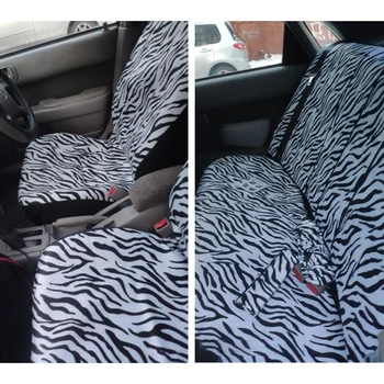 Automobilių Trumpas Pliušinis Balta Zebra Sėdynių Užvalkalai Nustatyti Universalus Tinka Daugumai Automobilių Sėdynės Vairo Padengti Pečių Trinkelėmis Automobilių Sėdynės Padengti