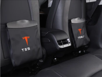 Automobilių Šiukšlių Maišą Tesla Model 3 S X Y Leaher Ditty Sėdynės atlošo Kabinti Saugojimo Maišeliai Gali Šiukšlių Dėžę Šiukšlių Paketinių Priedai