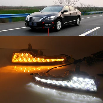 Automobilių Šviesos važiavimui Dieną DRL LED Rūko Žibinto Dangtelis su Geltona Posūkio Signalo Funkcijas Nissan Altima Teana 2013-m.