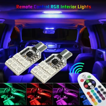 Auxito 2x RGB T10 W5W LED Lemputės Automobilių Salono Skaitymo Žibintai Ford Fiesta, Focus 2 3 1 MK2 MK3 Mondeo MK4 Sintezės Ranger Mustang