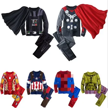 Avenger Vaikų Pižama Rinkiniai Rudenį Geležinis Žmogus Pižama Kapitonas Nustato Supermenas Sleepwear Betmenas Komplektai