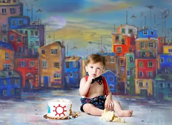 Avezano Fotografijos Fonas Vaikams Baby Shower Gimtadienio Aliejaus Tapybai Miesto Statybos Debesų Nuotraukų Foną, photocall Reklama