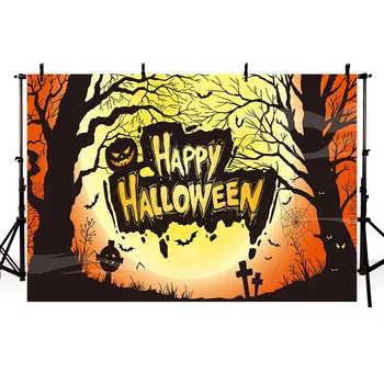 Avezano Happy Halloween Reklama Apgauti AR Gydyti Fotografijos Fone Moliūgų Žibintų Aukso Miško Dvasios Mėnulis Dekoro Foto Studija