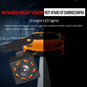 AZGIANT HD 8 LED žibintai vairuotojo diktofonas dvr skirtas išoriniai galinio vaizdo kamera, naktinio matymo atsparus vandeniui atsparus smūgiams