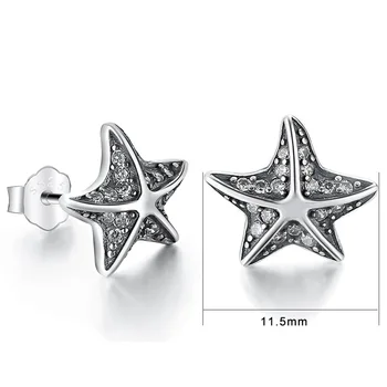 AZIZ BEKKAOUI Mielas 925 Sterling Silver Star Atogrąžų Žvaigždė Stud Auskarai su Krištolo Moterų femme Fine Jewelry