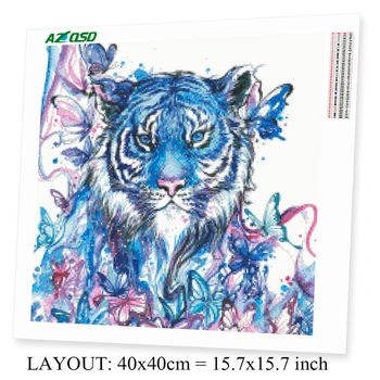 AZQSD Diamond Siuvinėjimo Tigras Nuotrauką Strazdų Diamond Tapybos Gyvūnų Kryželiu kvadratiniu/Apvalus Gręžimo Namų Dekoro