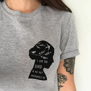 Aš NE PAUKŠTIS, NE JU & ENSNARES MAN Raidėmis Atspausdintas t-Shirt Merginų, Moterų Literatūros Tee Knygų Mylėtojas Feminizmo goth Marškinėlius - K234