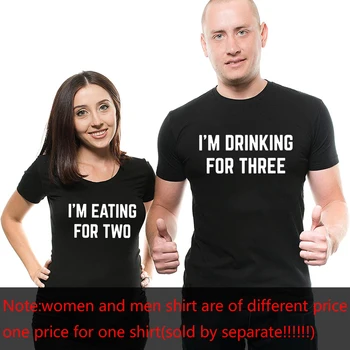Aš Valgyti už Du, aš esu Geriamojo Trims Poroms T-Shirt Baby Annoucement Marškinėliai Mama ir Tėtis Atitikimo Marškinėliai Nėštumo Atskleisti