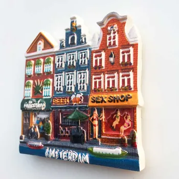 BABELEMI Nyderlandų Turizmo Suvenyrai, Šaldytuvas Magnetai Amsterdamo Seksualus Parduotuvė Spalvinga Namo Dviračiu Šaldytuvas Magnetiniai Lipdukai