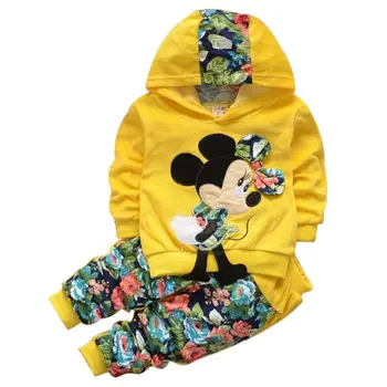 Baby Girl Aprangos Komplektai Vaikams, Vaikų 2020 m. pavasarį aksomo drabužiais nustatyti Animacinių filmų Minnie kūdikių mergaičių sportinis kostiumas Hoodies + Kelnės