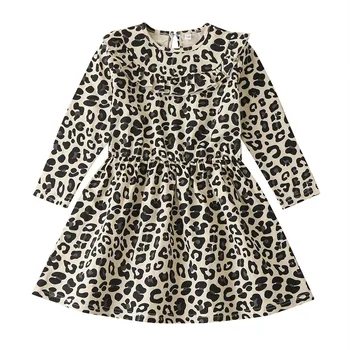 Baby Girl Drabužiai, Suknelės Mergaitėms Bamblys Vaikams, Kūdikių Mergaitės, Ilgas rankovėmis Leopardas Spausdinti Pynimas Suknelė Drabužius платье для девочки