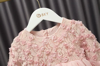 Baby Girl Dress Rudens Princesė ilgomis Rankovėmis Nėrinių Suknelės Mergaitėms Gimtadienio tutu Suknelė Vestidos Vaikų Drabužių 1-4 metai