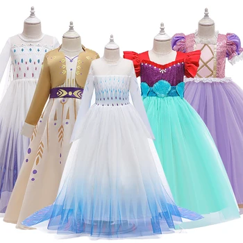Baby Girl Princesė Suknelė Mergaitėms Halloween Carnival Party Dress up Gimtadienis Kostiumas Vaikams, Drabužiai ilgomis rankovėmis uodega suknelė