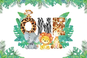 Baby Shower Gyvūnų Džiunglės Safari Nuotraukų Fonas Happy Birthday Party 