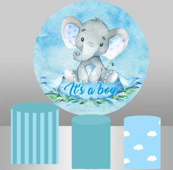 Baby shower Turas ratas fone Animaciją akvarele dramblys Fone rožinė mėlyna berniukų, mergaičių gimtadienio stalo Dangtis vinilo