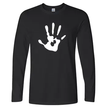 BAIJOE 2018 Naujų Rudens medvilnės vyras marškinėliai mados 5 pirštus spausdinimo vyrų T - shirt ilgas rankovėmis o-kaklo atsitiktinis kokybės viršūnes tees