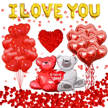 Balionų Arkos Rose Žiedlapis Vestuvių puošyba Nustatyti Meilė Padengia Raudona Širdis Balionas Valentino Diena Šalis Apdaila
